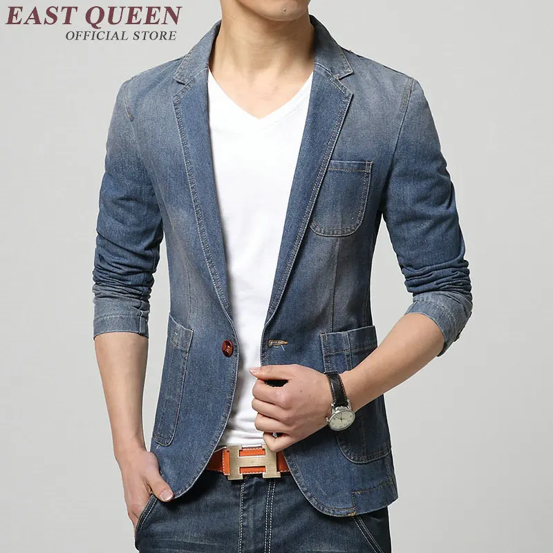 Denim blazer men male business wedding blazer for men christmas suit dress jacket latest coat pant designs KK2371