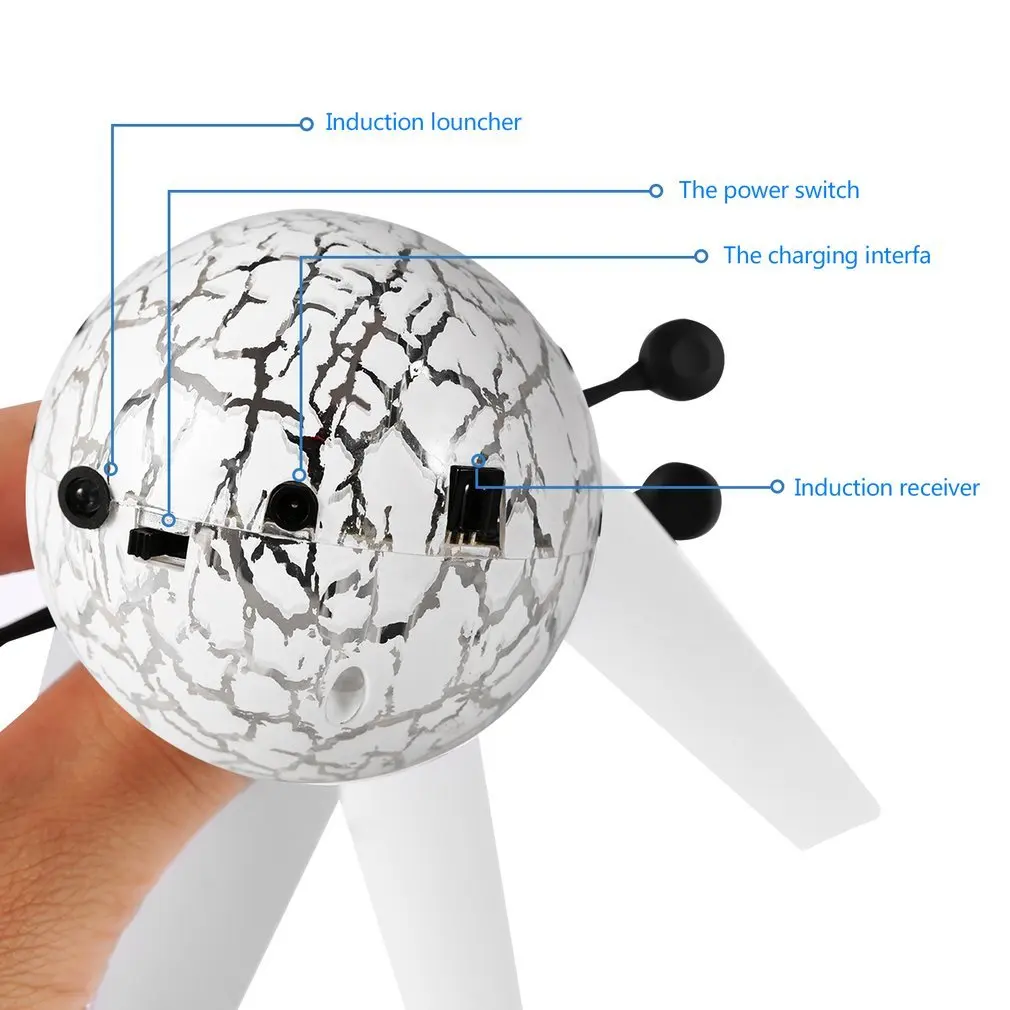 OCDAY Flying Ball Luminous Flight Balls Magic Sensing Crystal Aircraft Light-up Toys for Kids LED Glowing Mini Helicopter