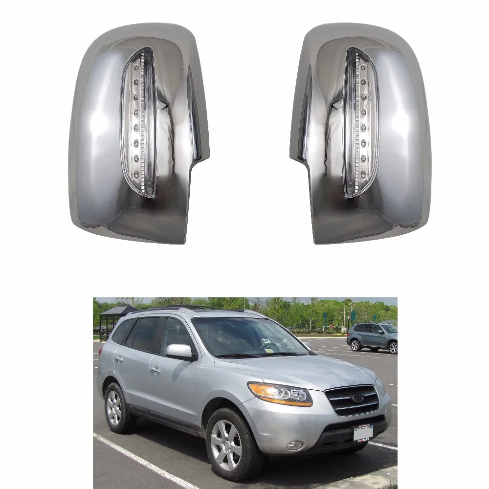 

Novel style Car modification 2PCS ABS Chrome plated for Hyundai Santa Fe 2006-2012 door mirror covers with LED