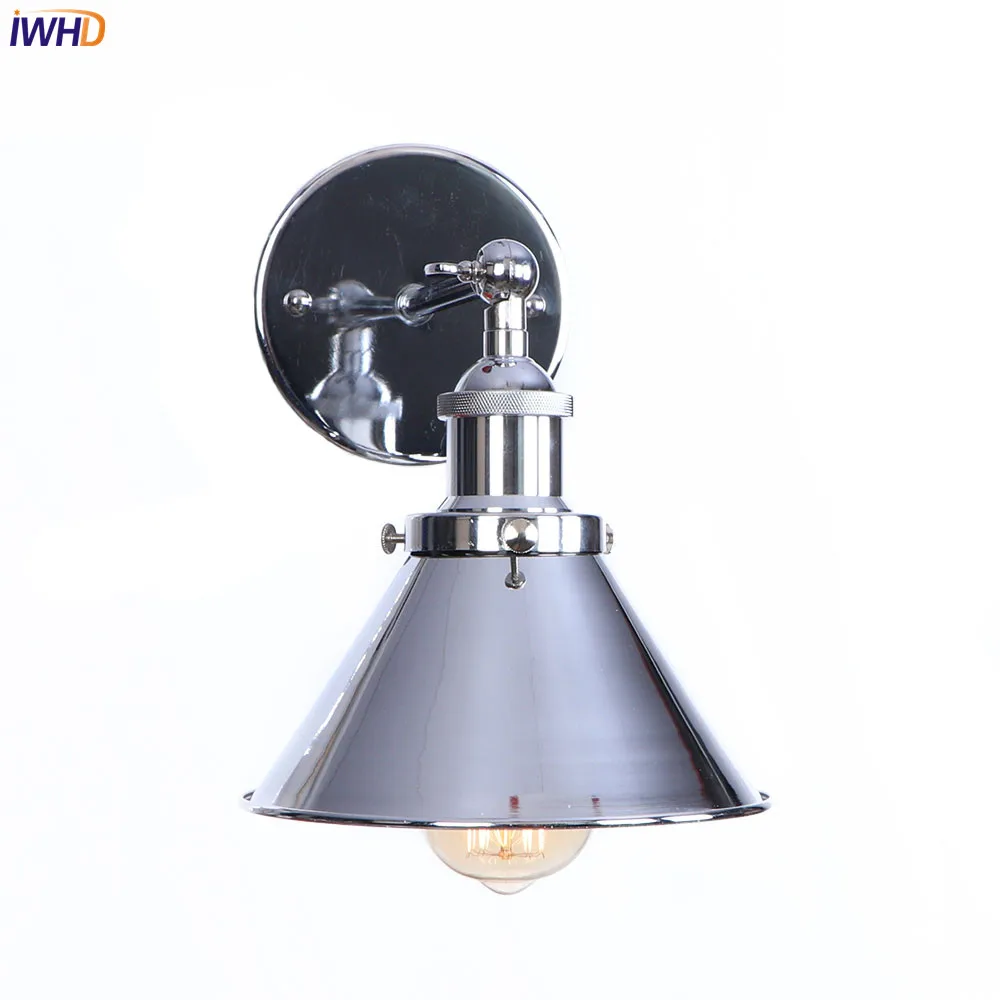 IWHD Adjustable Silver Vintage Wall Lamp Beside Bathroom Mirror Loft Retro Wall Light Sconces Industrial Home Lighting Luminaire