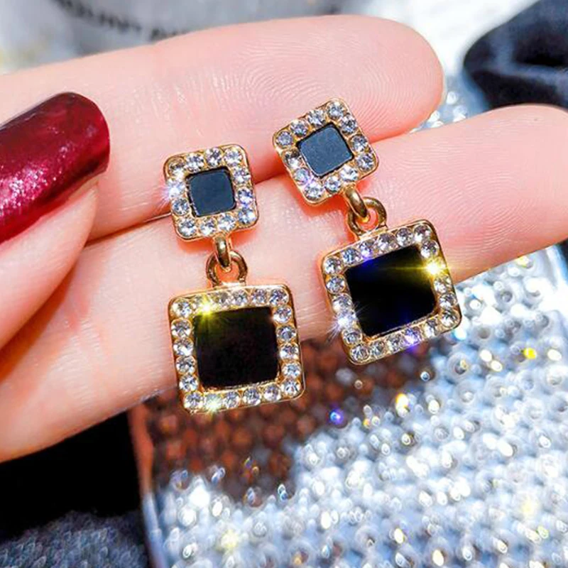 

TMXK Angel New Earrings for 2019 Crystal Square Geometric Fashion Earrings Drop Earrings Gifts for Friends Confidante
