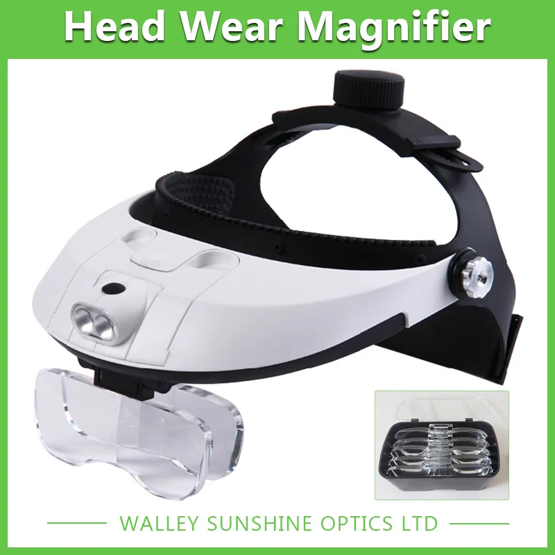 2 LED Light Magnifier Head Wearing Headset Dental Surgical Magnifying