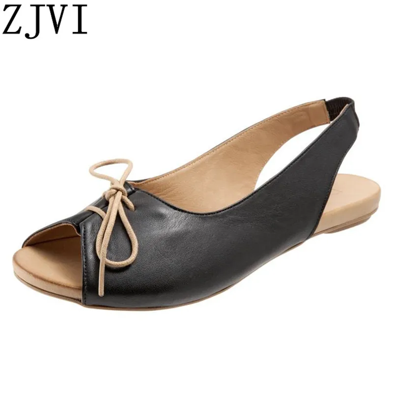 

ZJVI women summer peep toe sandals woman flats low heels shoes black buckle sandalias mujer 2019 for girls back strap sandal