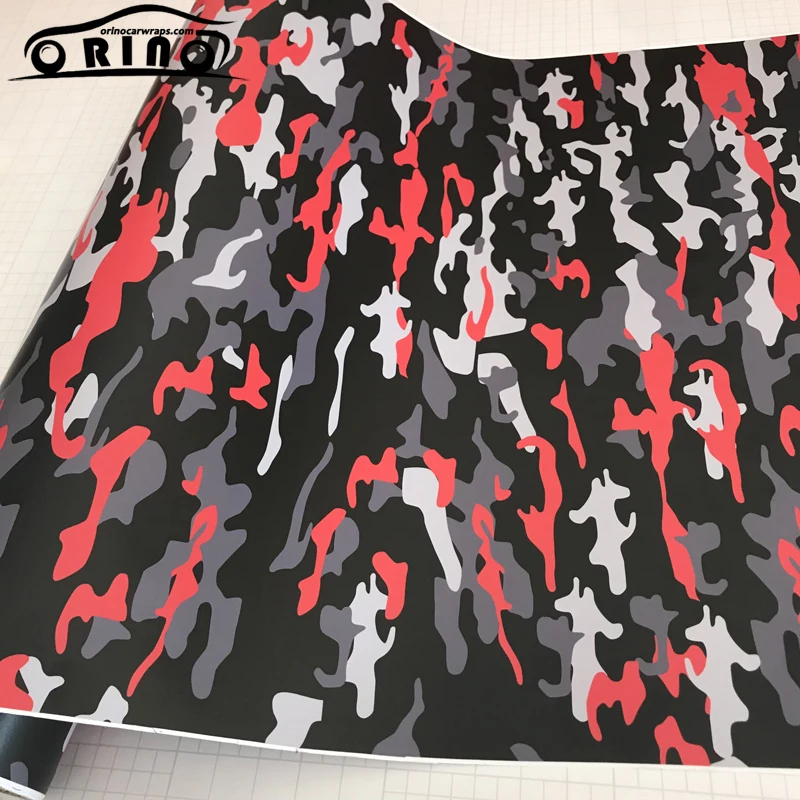 Black Red Grey Camouflage Vinyl Film-2