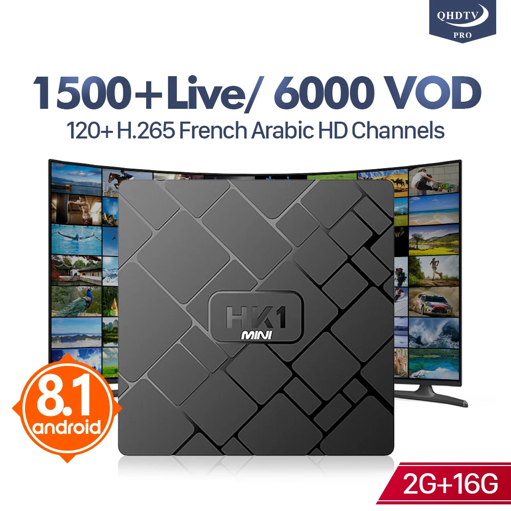 

IPTV 1 Year QHDTV Pro HK1 Mini Android 8.1 2+16G 4K H.265 Decoder UK Spain Morocco France Arabic Netherlands IP TV Code Box