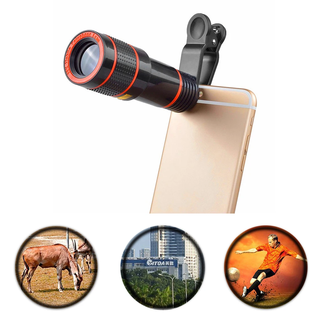 

HD 8/12X Optical Zoom Camera Telescope Lens With Clip For Universal Mobile Phone