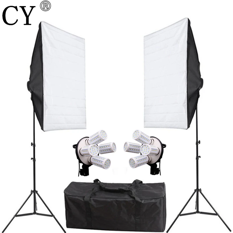 

CY 160w LED Constant Current Bulbs Photography Lightbox Kit Softbox*2+Stand*2+E27 Lamp Holder*2 Photo Studio Continuous Lighting