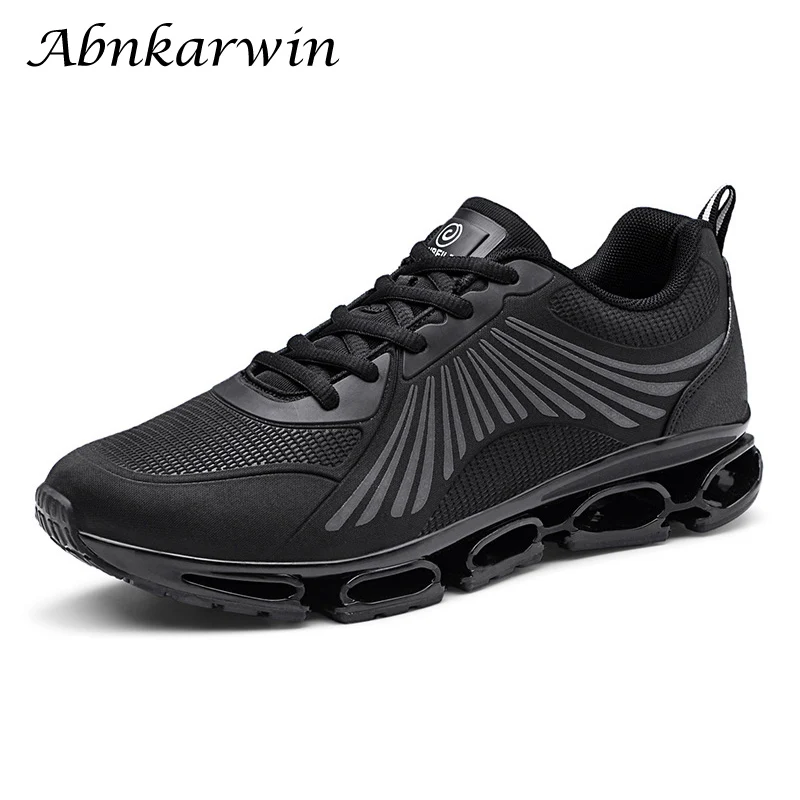 

running shoes for men sneakers black white comfortable sport shoes bounce cushioning blade soles zapatillas hombre deportivas