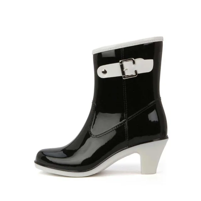 2017 Fahsion Women High Heeled Waterproof Boots Thick Heel Rain Boots