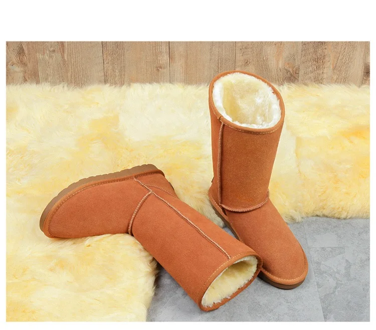 

Australia Boots Women 2018 fashion High tube leather snow boots women Keep warm addition fur winter Women's boots Large size 1