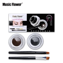 Music Flower макияж глаз 2 в 1 коричневый+ черный гель, подводка для глаз, макияж для защиты от влаги глаз двигатель комплект лайнер капитальный ремонт двигателей восстановить комплект с 2 косметических кистей