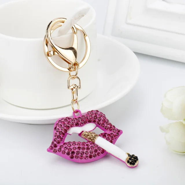 dongsheng Creative Sexy Lips Smoke Key Chain Fashion Key Ring Holder Car Keychain Metal Keyring