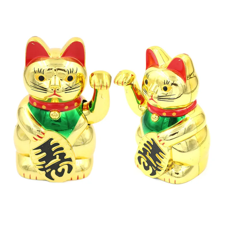 

Welcoming Waving Wealth Cat Beckoning Fortune Lucky Cat Gold Feng Shui Chinese Lucky Cat Maneki Neko Cute Home Decor