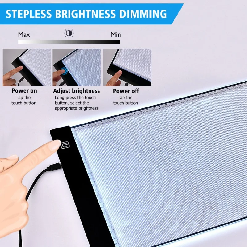 Ultra-thin LED Light Pad Box Painting Tracing Panel Copy Board Stepless for Cartoon Tattoo Tracing Drawing Diamond Painting