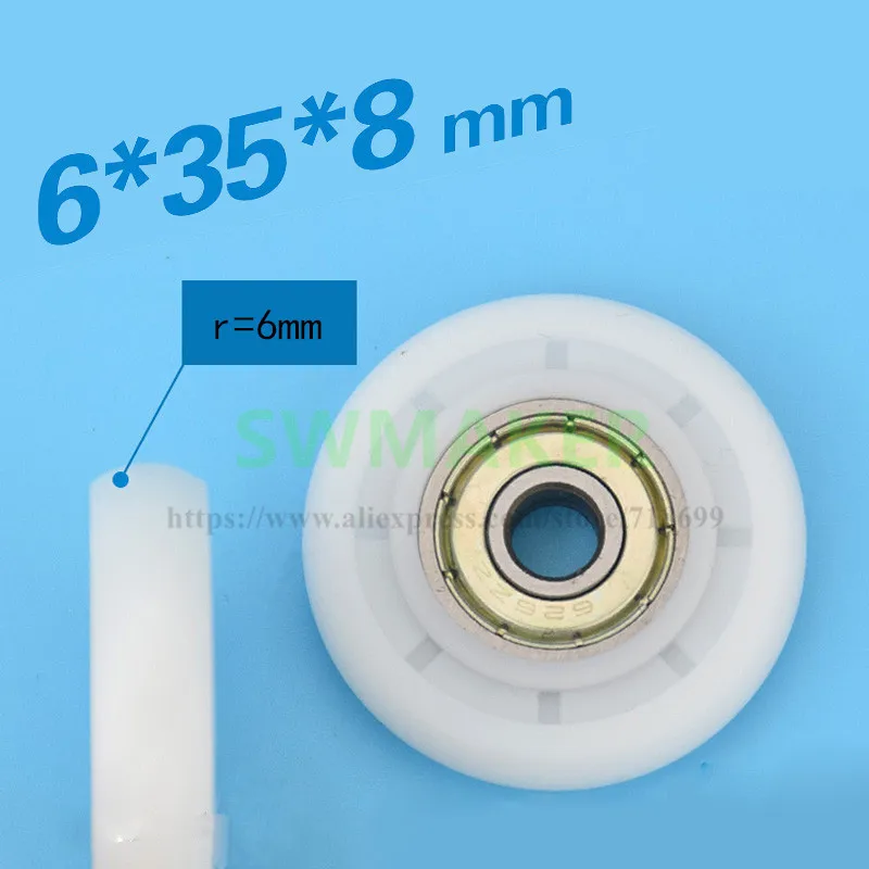 Swmaker 6*35*8 мм сферические камеры пакет пластиковые pom/нейлон шкив встроенный