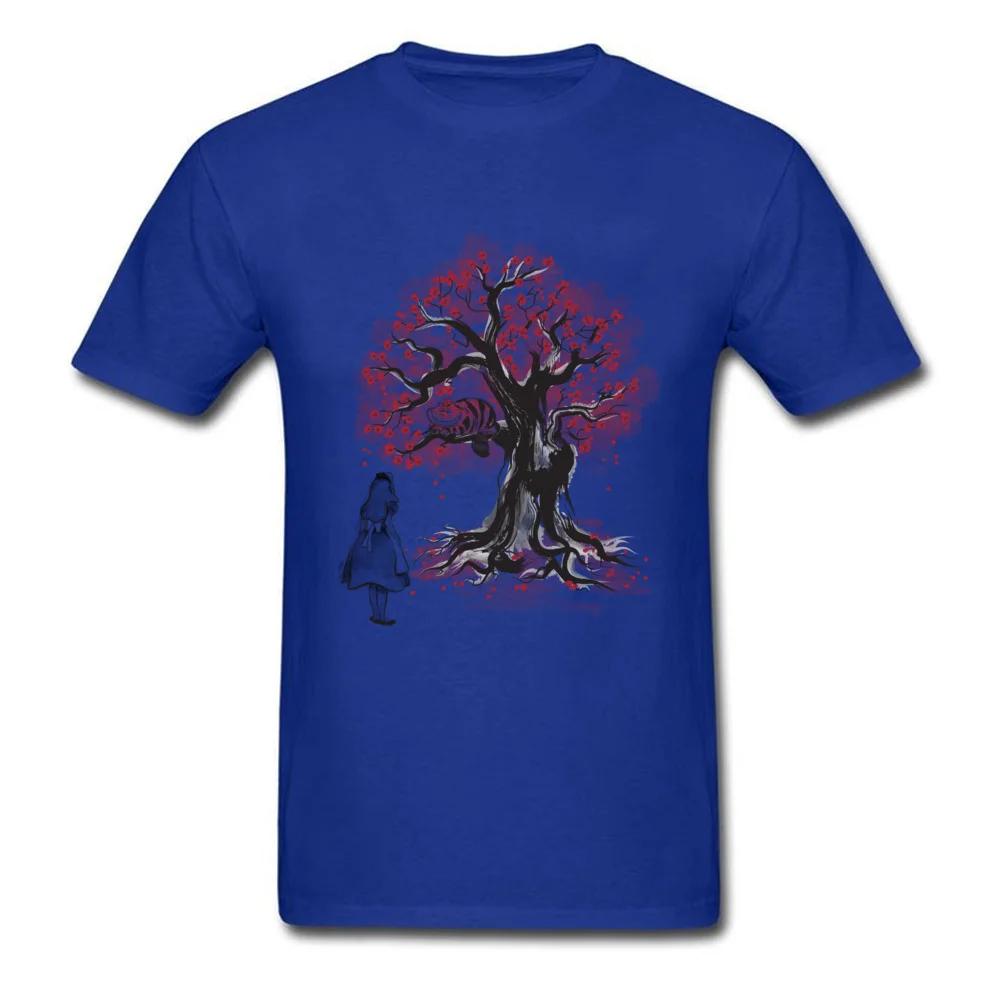 The Cheshires Tree sumi-e (monochrome) Funny Mens T Shirt Round Neck Short Sleeve 100% Cotton Tops & Tees Clothing Shirt The Cheshires Tree sumi-e (monochrome) blue