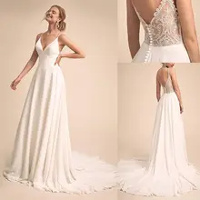 シンプルな & 魅力的な v ネックのウェディングドレスの花嫁ドレス vestido デ · フェスタ · デ · casamento