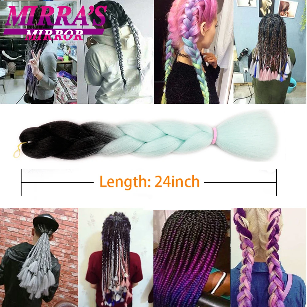 Mirra's Mirror Ombre Braiding Hair Extensions Synthetic Jumbo Braids Beauty Crochet Hair Braids 24 Inches 100g/pack