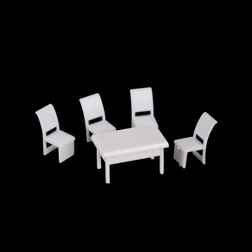 

5Pcs/set Miniature Furniture Toys Kids Play Plastic Dining Chair Table Furniture Set For Doll house doll house Kitchen Food