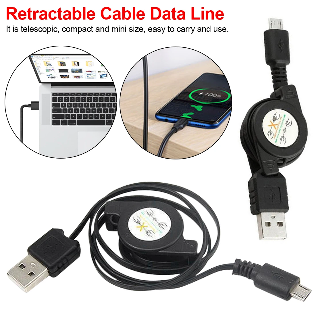 

USB Charging Wire Cables & Adapters Usb cable Android charger Suitable for Huawei Xiaomi Samsung Meizu Retractable Cable Data