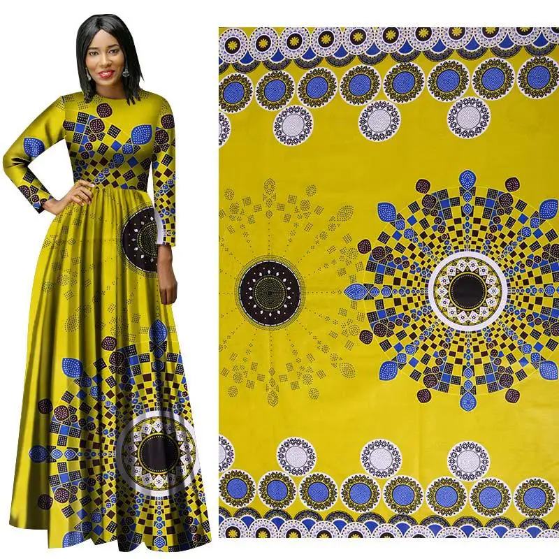 

2019 hot national yellow cotton printed fabric plain spring and summer high fashion fabric 100% cotton fabric custom wholesale