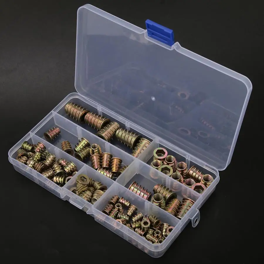 100Pcs Iron Zinc Plating Insert Nut Hex Drive Head Furniture Nuts Accessories new