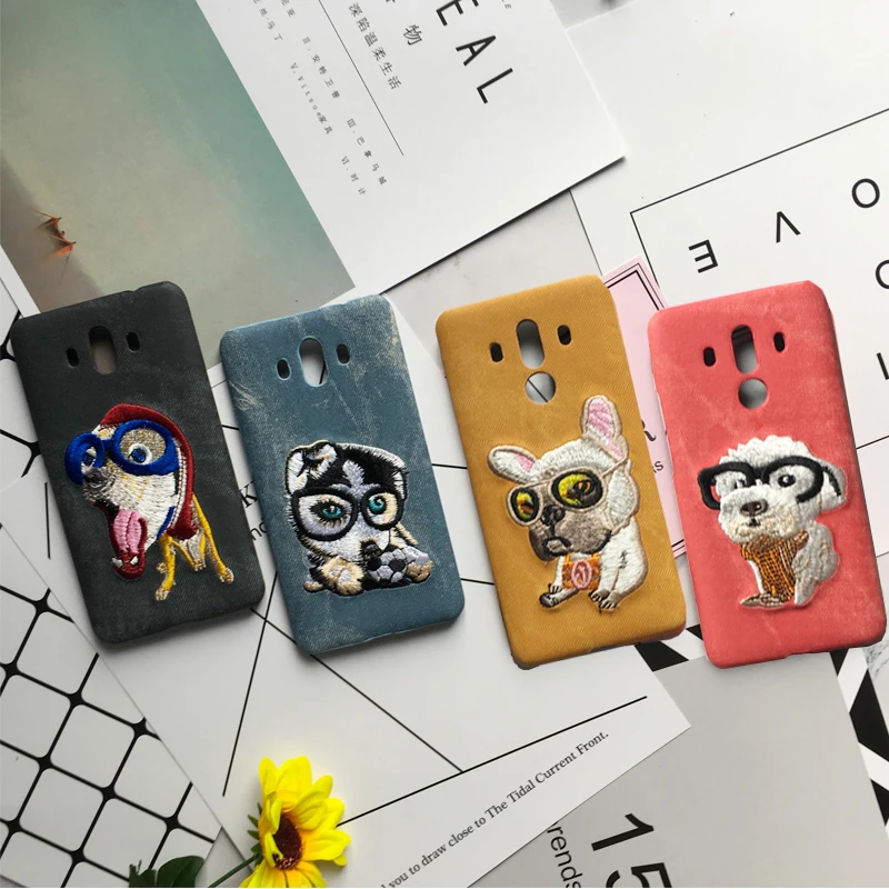 

Cute 3D Embroidery Dog Teddy Pug HUSKY Dog Pet Cover Case For Huawei Mate 10/Mate 10 Pro Fashion Cartoon Hard Phone Capa Fundas