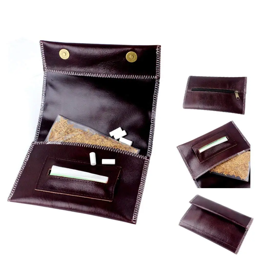 

New 1pcs -PU Leather Tobacco bag Portable Cigarette Rolling Pipe Tobacco Pouch Case Wallet Tip Paper Holder