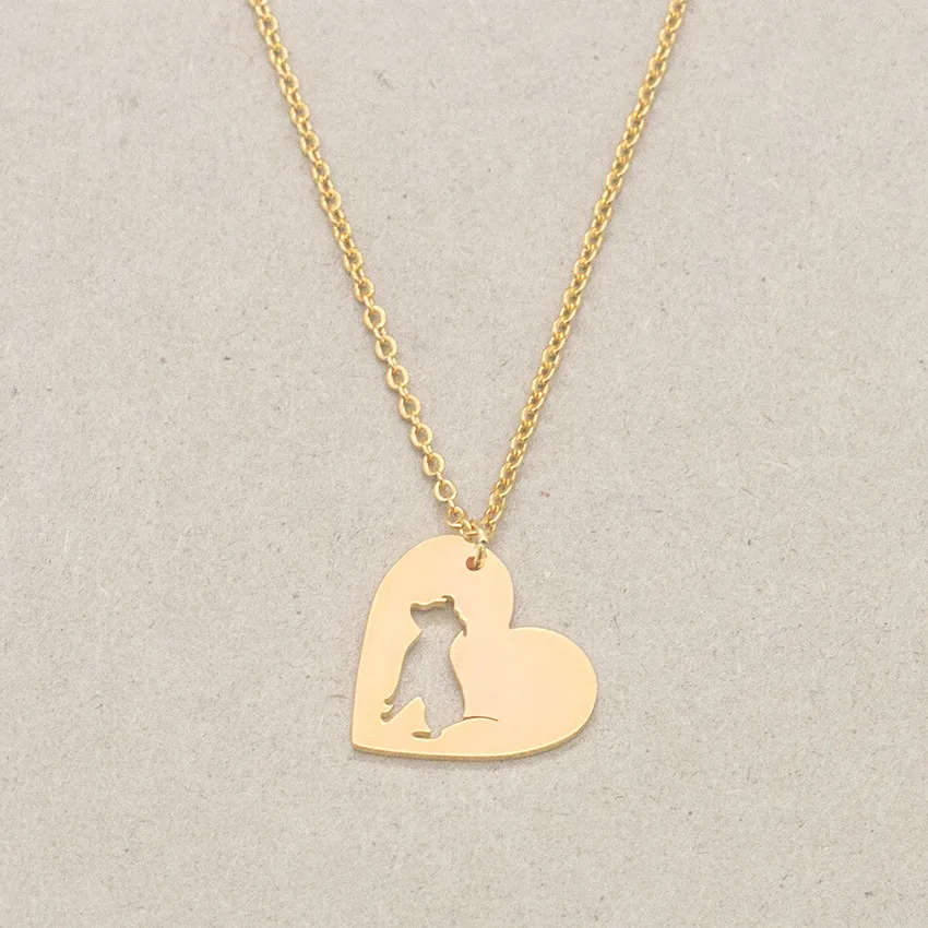 

ACEBFEET Cute Pet Puppy Dog Heart Pendant Necklace Stainless Steel Lover Animal Christmas Gift Charms Jewelry Collares Wholesale