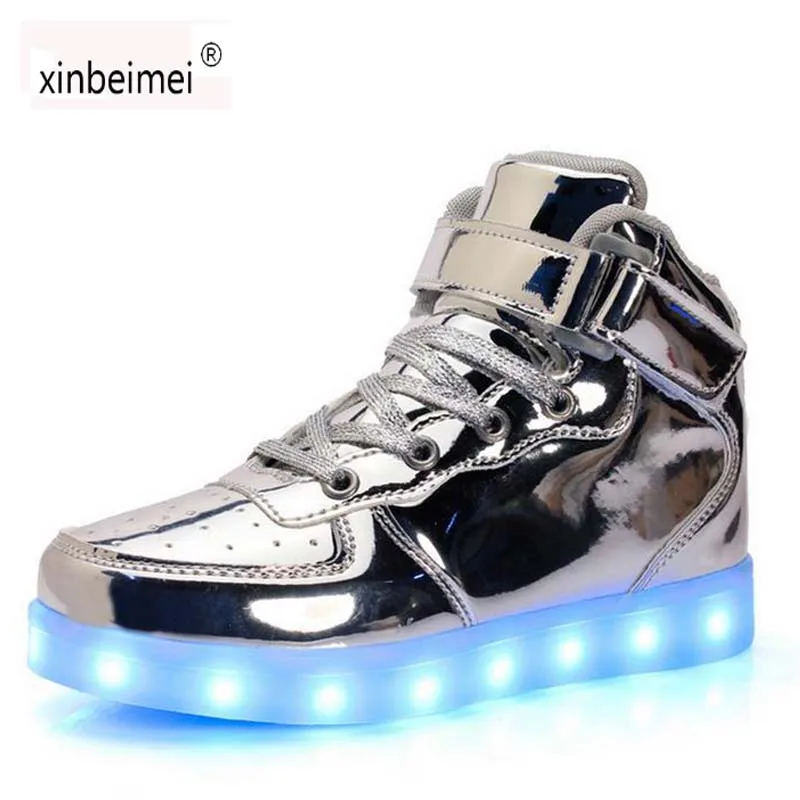 

Quality 8 Colors Men LED Shoes 2016 spring summer High Top Growing Shoes For Men Luminous Lights Shoes plus size 35-46