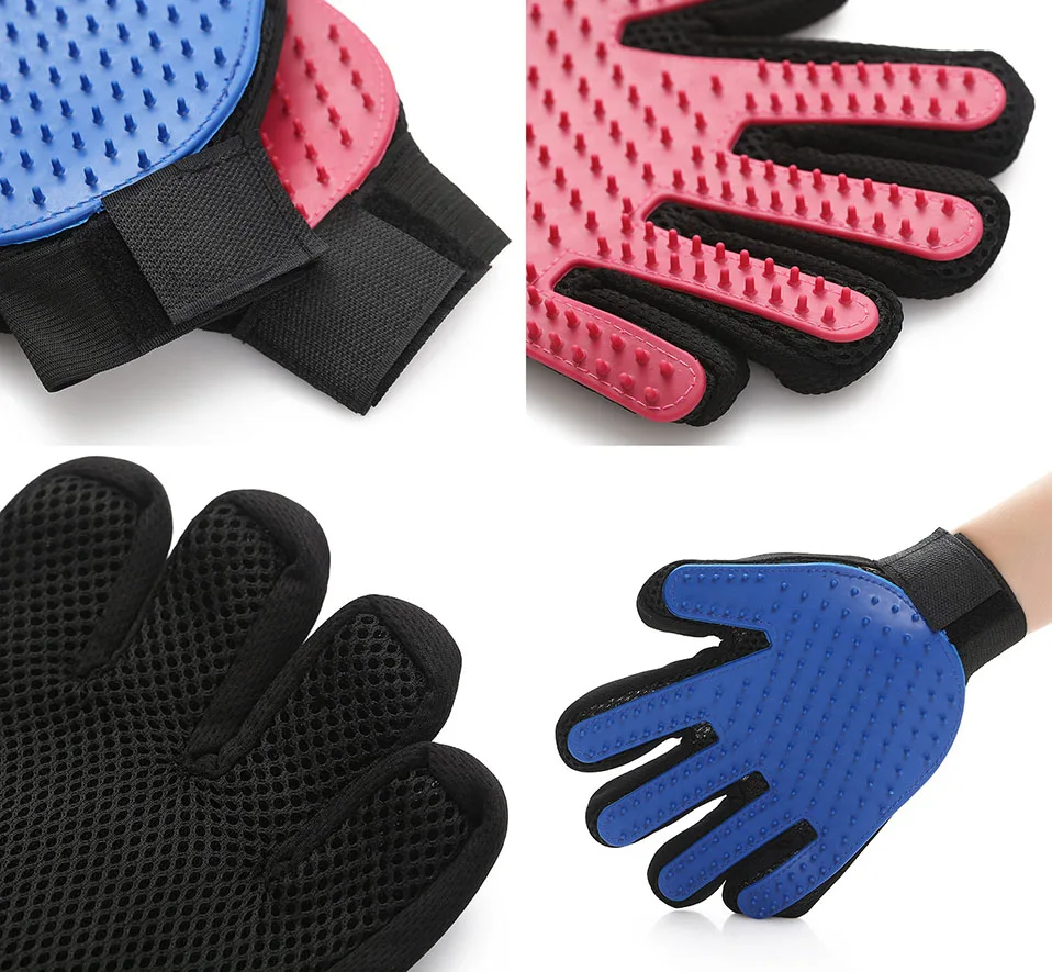 Blue Brush Glove For Animal Cat Cleaning Brush Finger Silicone Gloves For Cats Dogs Pet Hair Remover Glove Grooming              (6)