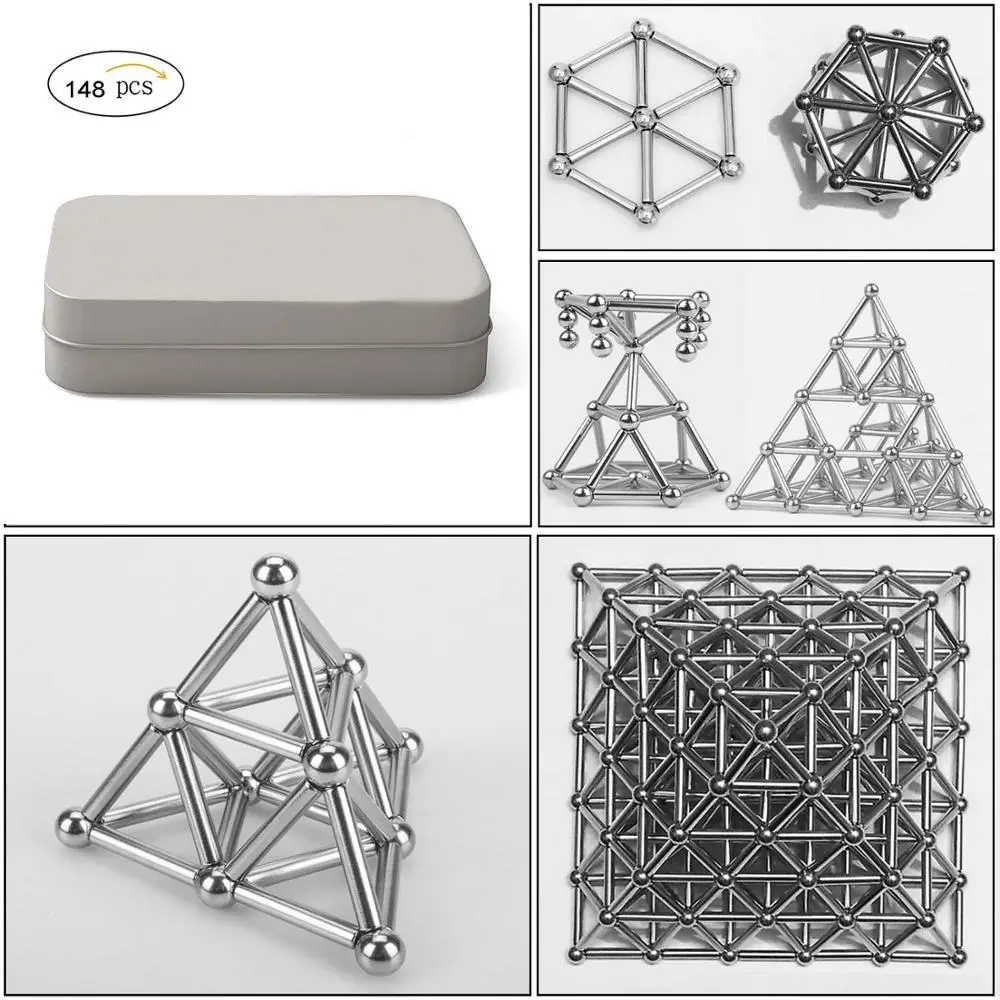 148 шт DIY магнитные строительные блоки Строительный набор головоломка игра в штабелирование скульптура настольные игрушки, обучение и обучение мозгу