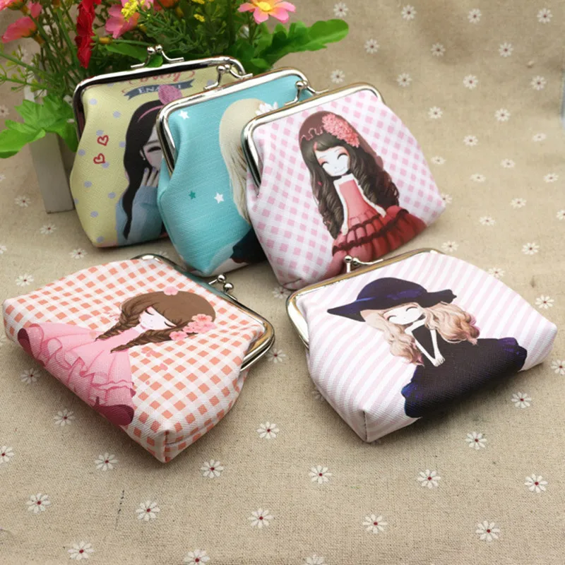 

2018 New Little Girl Lovely Zero Purse Creative Cartoon Printing Women Coin Wallet PU Leather Practical Kids Purse Small Bag