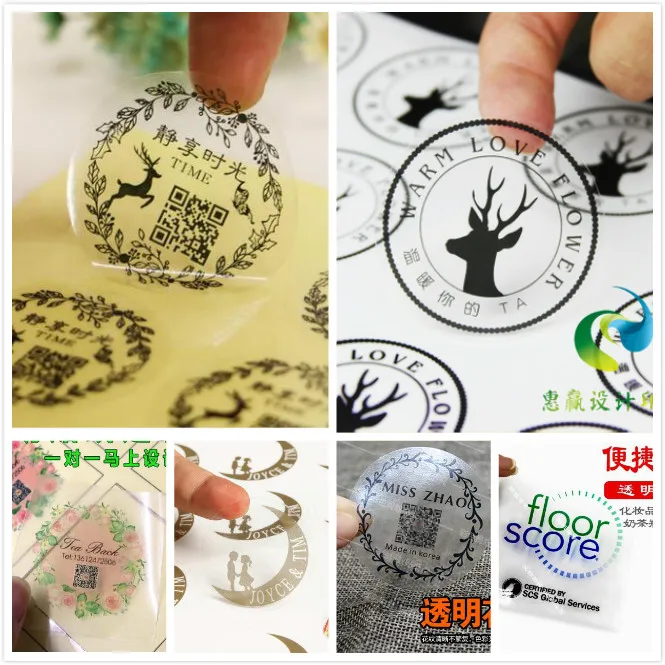 

30mm Transparent Sticker lable with custom logo ( except white color logo printing)