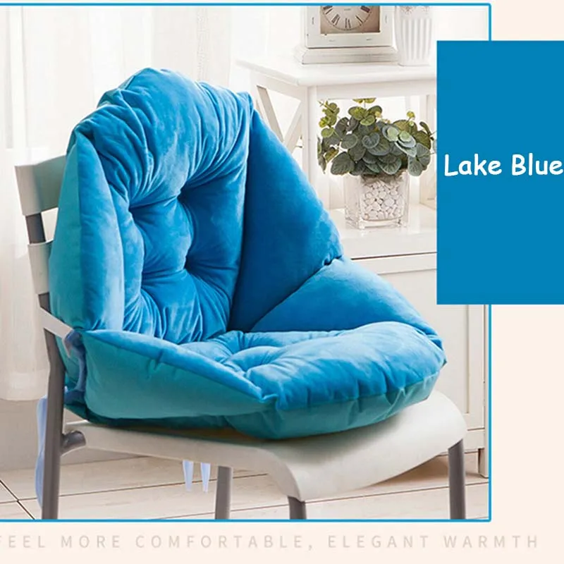 Мягкая Плюшевая утолщенная Подушка для стула, подушка для сиденья, дизайн корпуса, поясничная Подушка для спины, подушка для дома, автомобиля, офиса, компьютерного кресла - Цвет: Lake Blue