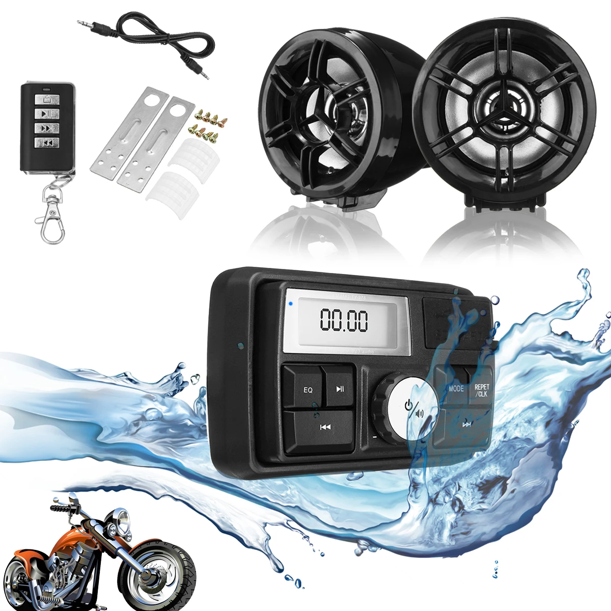 

Waterproof Motorcycle bluetooth Audio Sound System Stereo Speaker MP3 Radio USB Motorcycle Security Alarm Anti-theft Device