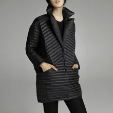 2019 spring thin down coat medium long down female patchwork color block thermal new arrival women