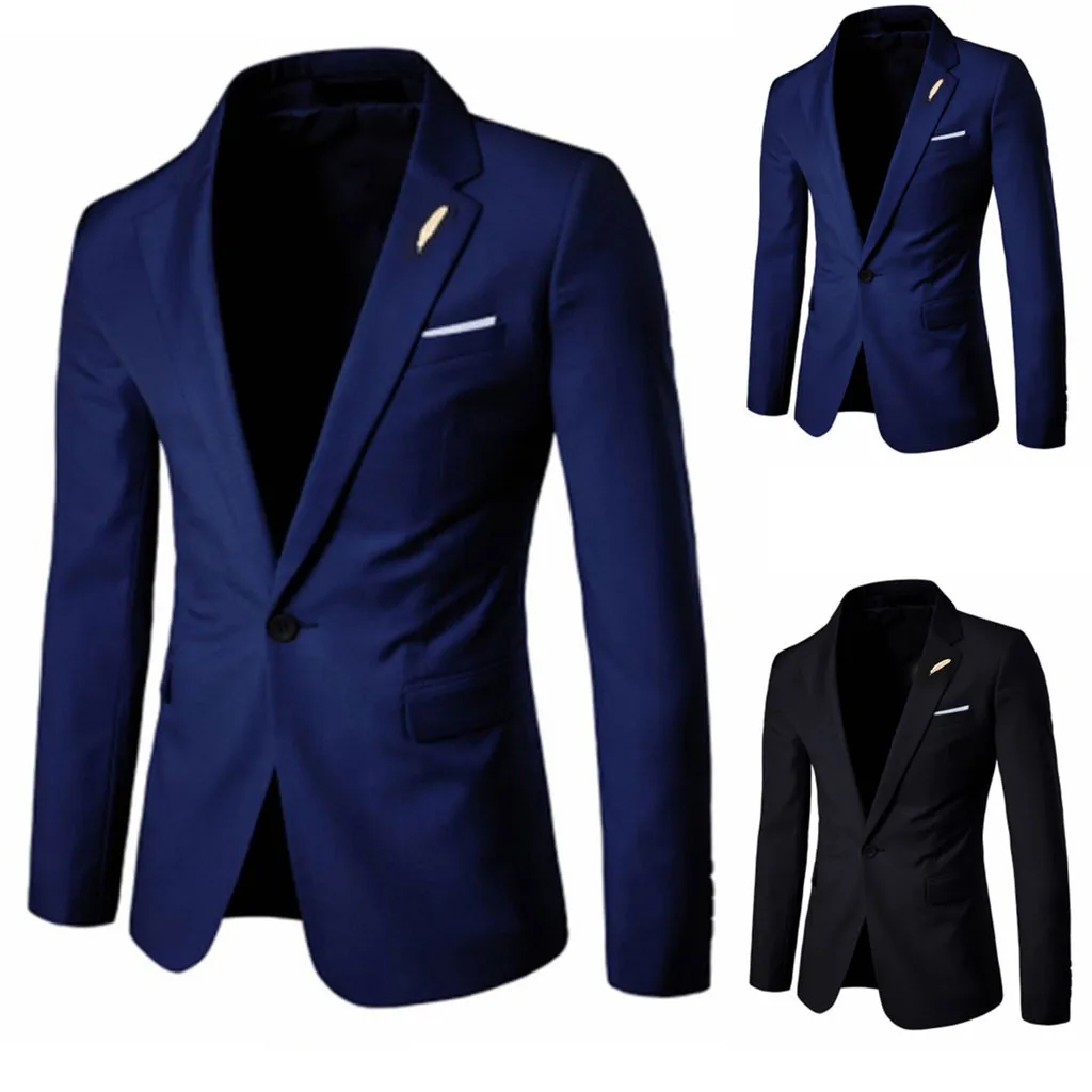 

2019 Men's Stylish Casual Solid Blazer Business Wedding Party Outwear Coat Suit Tops 7.23