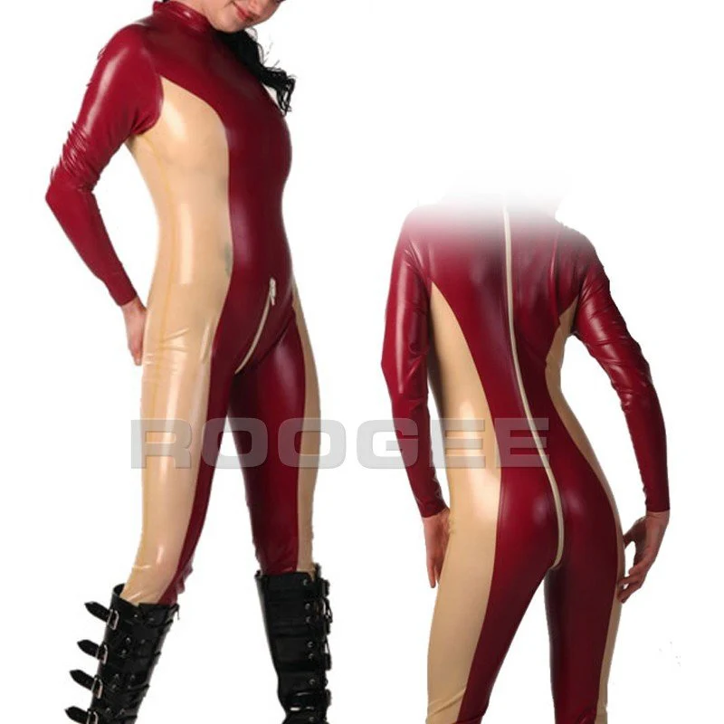 Латексные комбинезоны catsuit в темно красном и телесном цвете|Комбинезоны| |