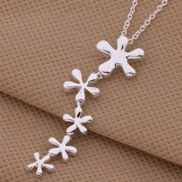 925 N128 Top Quality Pure Silver Jewelry Flower Pendant Silver StatementNecklace Women Accessories Factory Price