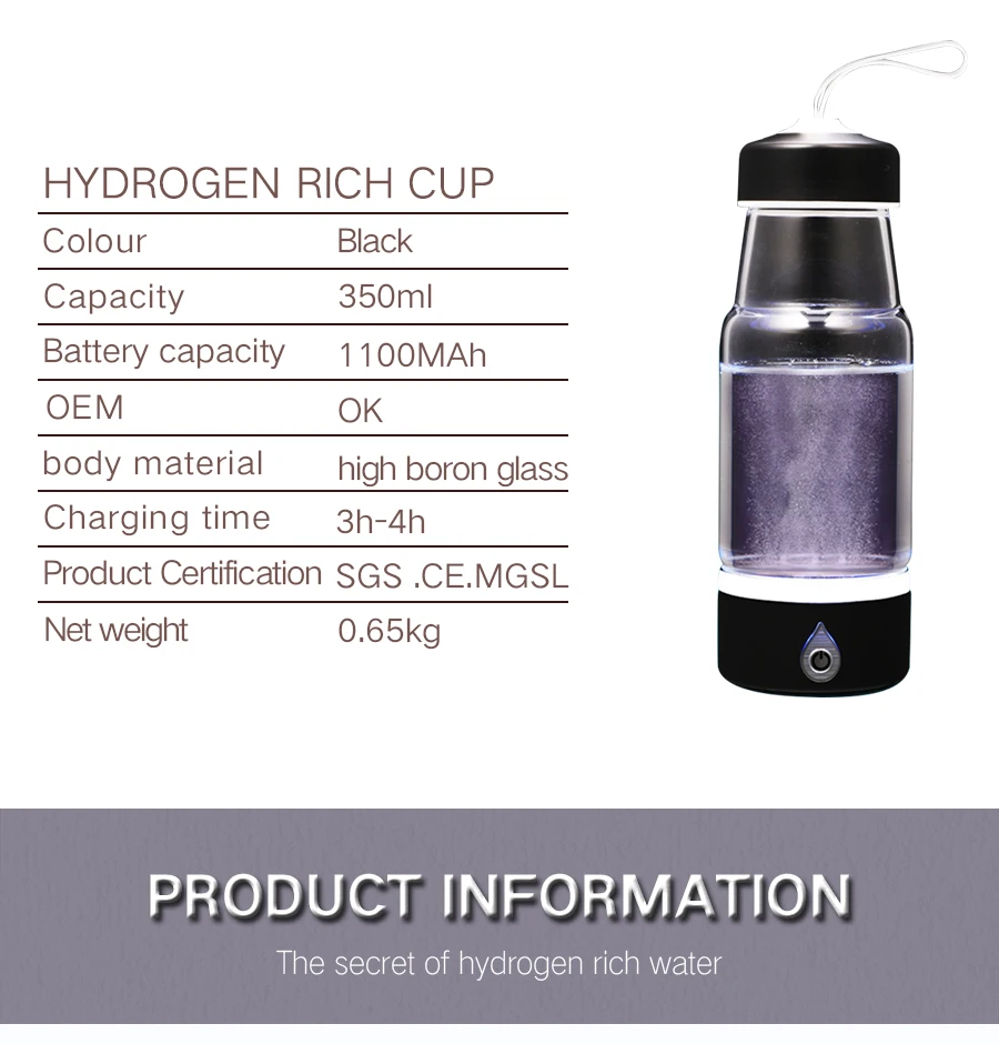 Портативный генератор водорода с помощью метанола реформирование генератор водорода с ионизатор для чистого H2 богатый водорода бутылка воды насыщенный напиток водорода воды зарядка через usb YS007