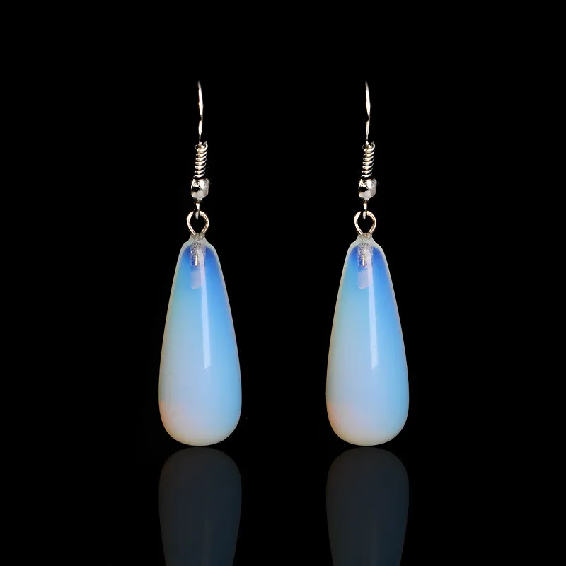 New Fashion Drop Earrings Women Charming Ear Jewelry Water Drops Moonstone Opal Hanging Earrings