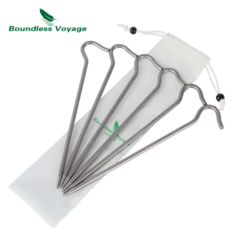 Tent Pegs Boundless Voyage Titanium Tent Pegs Camping Tent Nails Ultralight 20cm/16.5cm Stakes Portable Outdoor Canopy Grass Hardware camping tent accessories,camping tent fasteners