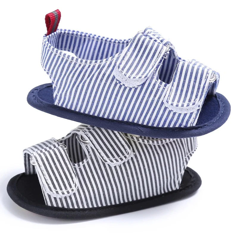 

Summer Beach Holiday Toddler Baby Boys Fashion Breathable Anti Slip Crib Stripe Shoes Kids Shoes Prewalkers Sandals