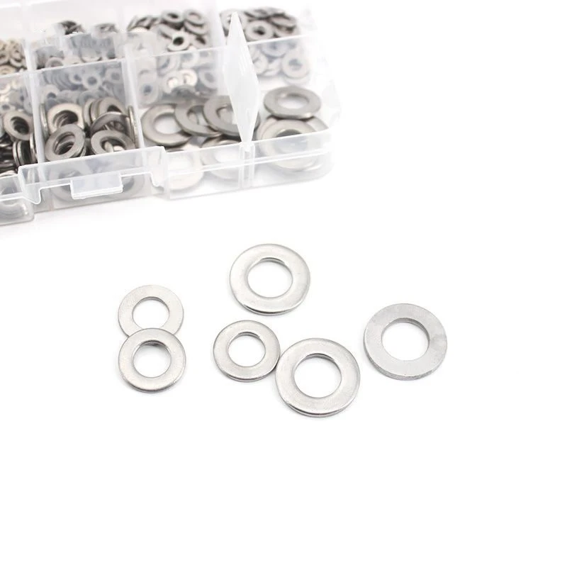 600Pcs/Set M1.6 M2 M2.5 M3 M3.5 M4 M5 M6 M8 M10 Stainless Steel Flat Washer Plain Washer Gaskets Assortment Kit