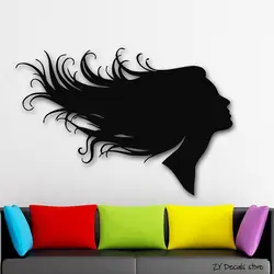 Силуэт девушки Наклейки на стены прическа салон красоты наклейки на стену для парикмахерской съемные художественные росписи украшения