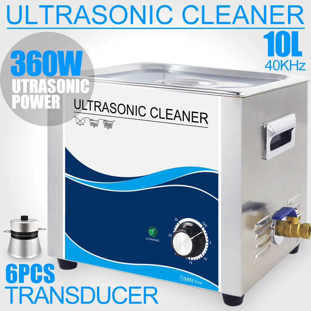 Portable Ultrasonic Cleaner 10l Bath 240w/360w Ultrasound Cleaning Machine Industrial Sonic For