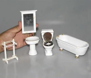 A02-X039 الأطفال طفل هدية لعبة 1:12 دمية مصغرة الأثاث مصغرة rement الأبيض السيراميك الحمام مجموعة