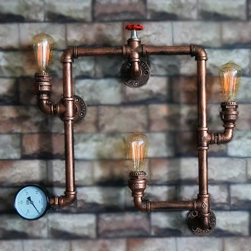 

Creative Retro Industrial Iron Pipes Wall Lamp Handmade Hanging Lamps Bar Vintage Home Decoration Accessories Antique Home Decor