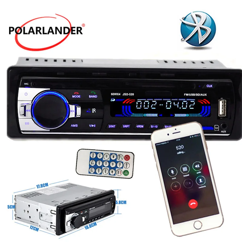 Polarlander автомобильная стереосистема радио 1din Авто Радио Bluetooth FM Aux Вход приемник автомобильное радио, sd, usb 12 В в-тире MP3 мультимедийный плеер